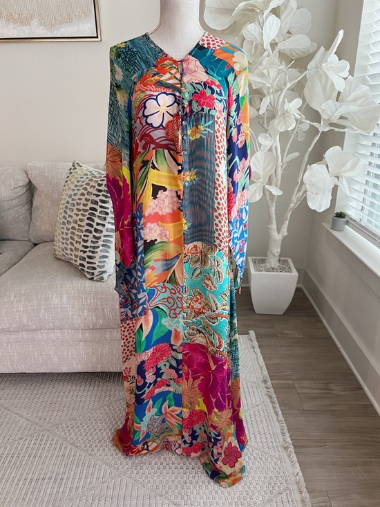 Johnny Was Dresses & Skirts - Johnny Was Gracie Multicolor Long Sleeve Printed Cover Up Dress Size Small
